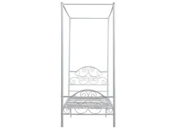 Cama Com Dossel 90X190Cm Em Metal Branco - Leyna