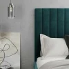Cama Com Espaco De Arrumação Com Cabeceira De Cama E Costuras Verticais 160 X 200 Cm Veludo Azul-Esverdeado - Larali