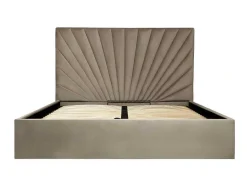 Cama Com Espaco De Arrumação De 140 X 190 Cm Em Veludo Cor Bege - Rilioda