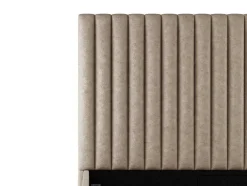 Cama Com Espaco De Arrumação E Cabeceira De Cama Com Costuras Verticais 180 X 200 Cm Tecido Bege - Sarah