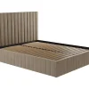 Cama Com Espaco De Arrumação E Cabeceira De Cama Com Costuras Verticais De 140 X 190 Cm Em Veludo Cor Taupe - Larali