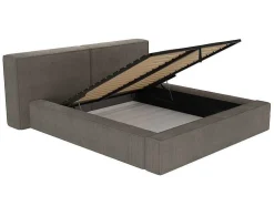 Cama Com Espaco De Arrumação 180 X 200 Cm Veludo Canelado Taupe - Timano
