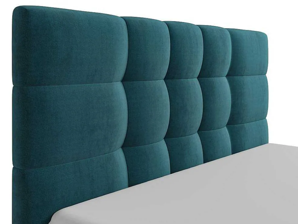 Cama Com Espaco De Arrumação 140X190 Cm Tecido Azul Esverdeado - Eliava De Pascal Morabito