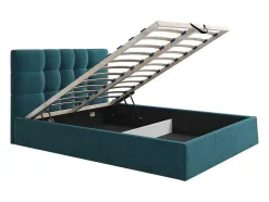 Cama Com Espaco De Arrumação 140X190 Cm Tecido Azul Esverdeado - Eliava De Pascal Morabito