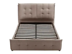 Cama Com Espaco De Arrumação 140X200 Cm Veludo Bege - Oleria