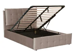 Cama Com Espaco De Arrumação 140X200 Cm Veludo Bege - Oleria