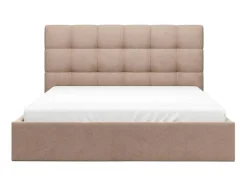 Cama Com Espaco De Arrumação 160X200 Cm Veludo Bege + Colchão - Mirdal De Pascal Morabito
