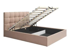 Cama Com Espaco De Arrumação 160X200 Cm Veludo Bege - Mirdal De Pascal Morabito