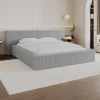 Cama Com Espaco De Arrumação 160 X 200 Cm Veludo Canelado Cinzento-Claro - Timano