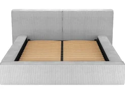 Cama Com Espaco De Arrumação 160 X 200 Cm Veludo Canelado Cinzento-Claro - Timano