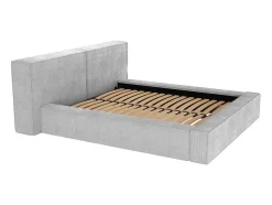 Cama Com Espaco De Arrumação 180 X 200 Cm Veludo Canelado Cinzento-Claro - Timano