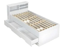 Cama Com Gavetas E Arrumação 90X190 Cm Branco - Boris
