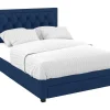 Cama Com Gavetas - Veludo Azul - 160 X 200 Cm - Leopold