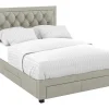 Cama Com Gavetas - Veludo Champanhe - 160X200 Cm- Leopold