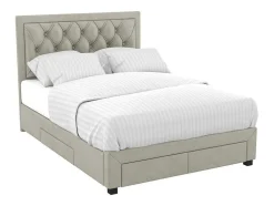 Cama Com Gavetas - Veludo Champanhe - 160X200 Cm- Leopold