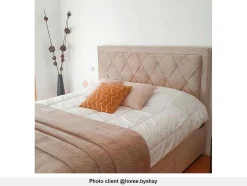 Cama Com Gavetas - Veludo Champanhe - 160X200 Cm- Leopold
