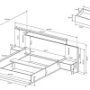 Cama Com Mesas De Cabeceira 160 X 200 Cm, 2 Gavetas, Com Leds, Cor Natural E Antracite + Estrado + Colchão - Francoli
