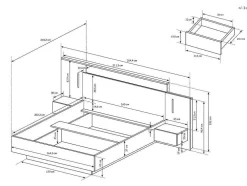 Cama Com Mesas De Cabeceira 160 X 200 Cm, 2 Gavetas, Com Leds, Cor Branco E Natural + Estrado De Ripas - Francoli