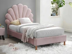 Cama Concha De 90X190 Cm Em Veludo Cor Rosa - Moana