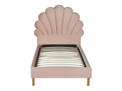 Cama Concha De 90X190 Cm Em Veludo - Rosa + Colchão - Moana