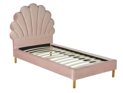 Cama Concha De 90X190 Cm Em Veludo - Rosa + Colchão - Moana