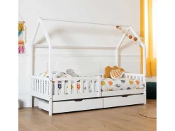 Cama De Criança 190X90Cm Branca Com Gavetas Marceau