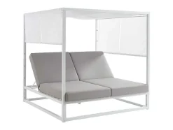 Cama De Jardim Com Dossel Aluminio Branco E Cinza - Livadis De Mylia