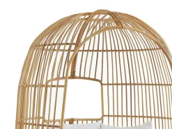Cama De Jardim Com Dossel Em Resina Entrancada Natural Clara Com Almofada Branca - Cervaro De Mylia