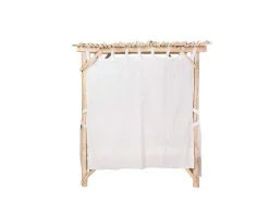 Cama De Jardim Com Dossel Em Teca Cor Natural Claro E Branco - Tulum