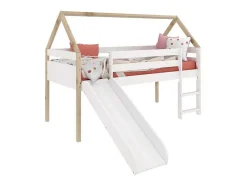 Cama Deslizante Logan Com Escada 140X200X96 Branco-Natural