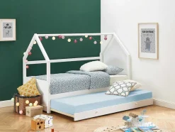Cama Dupla Cabana De 2 X 90 X 190 Cm Em Pinho Cor Branco + Colchão - Hurra