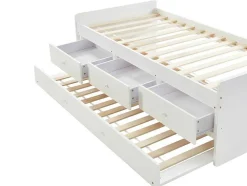 Cama Dupla Com 3 Gavetas De 90 X 190 Cm Em Mdf E Pinho Cor Branco - Titouan