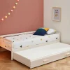 Cama Dupla De 2 X 90 X 190 Cm Em Pinho Macico E Mdf Esbranquicado - Aedan Ii