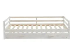 Cama Dupla De 2 X 90 X 190 Cm Em Pinho Macico E Mdf Esbranquicado - Aedan Ii