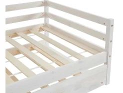 Cama Dupla De 2 X 90 X 190 Cm Em Pinho Macico E Mdf Esbranquicado - Aedan Ii