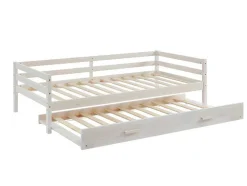 Cama Dupla De 2 X 90 X 190 Cm Em Pinho Macico E Mdf Esbranquicado - Aedan Ii