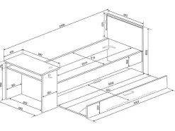 Cama Dupla Gamer 90 X 200 E 90 X 190 Cm Com Secretária E Leds Antracite E Vermelho, Com Colchão E Sommier - Vouani