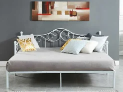 Cama Dupla 2X90X200 Ou 180X200 Cm Em Metal Branco - Sebille