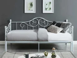 Cama Dupla 2X90X200 Ou 180X200 Cm Em Metal Branco - Sebille