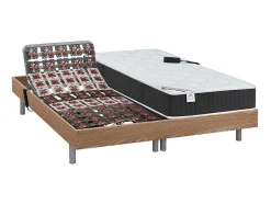 Cama Elétrica Articulada Terminais E Colchão De Molas Ensacadas E Memória De Forma - Motores Okin - Carvalho - 2X80X200 Cm - Phanes Da Dreamea