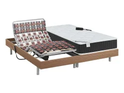 Cama Elétrica Articulada Terminais E Colchão De Molas Ensacadas E Memória De Forma - Motores Okin - Carvalho - 2X80X200 Cm - Phanes Da Dreamea