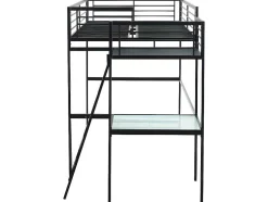 Cama Mezzanine Com Plataforma De Secretária Antracite Casual + Colchão 140X190 Cm Zeus