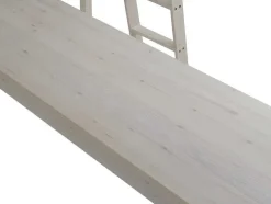 Cama Mezzanine Com Secretária 90X190 Cm Em Pinho Macico Esbranquicado + Colchão - Gedeon