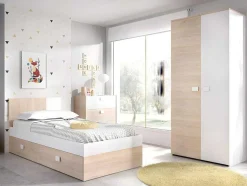 Cama Para Crianças 2X90X190 Cm Em Natural E Branco - Sonia