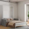 Cama Rebatível Sofá 140 X 200 Cm Abertura Vertical Manual Branco E Cinza + Colchão - Vaciala Ii