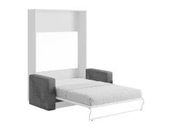 Cama Rebatível Sofá 140 X 200 Cm Abertura Vertical Manual Branco E Cinza + Colchão - Vaciala Ii