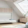 Cama Rebatível 140X200 Cm Abertura Horizontal Manual Com Espacos De Arrumação Cor Natural E Branco - Elianor Ii