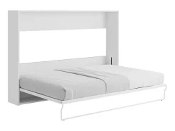 Cama Rebatível 140 X 200 Cm, Abertura Manual Horizontal, Branco E Cinza + Colchão - Malina Ii