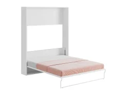 Cama Rebatível 160 X 200 Cm Abertura Vertical Manual Branco + Colchão - Malina Ii