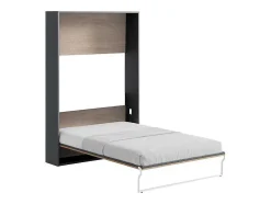 Cama Rebatível 140X200 Cm Abertura Vertical Manual Cor Natural E Antracite - Malina Ii